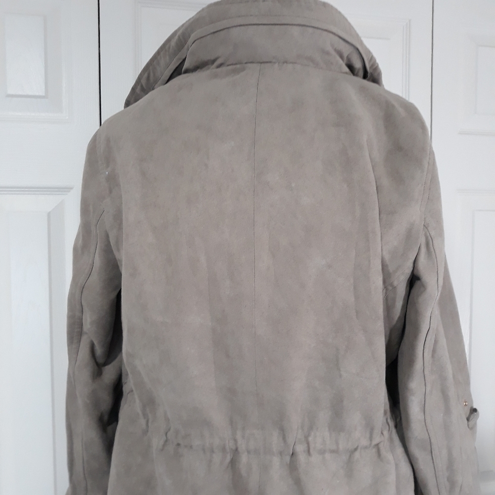 Vince Camuto utility with hidden hoddie light brown jacket Zipper Size Large - Picture 9 of 11
